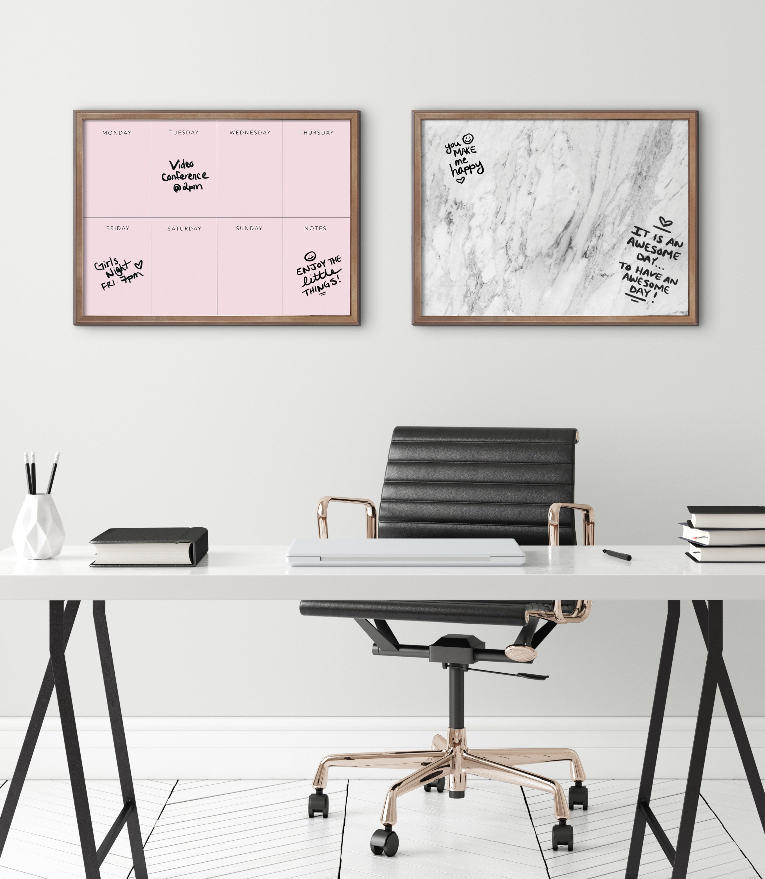 Blake This Week Pink Framed Printed Glass by The Creative Bunch Studio