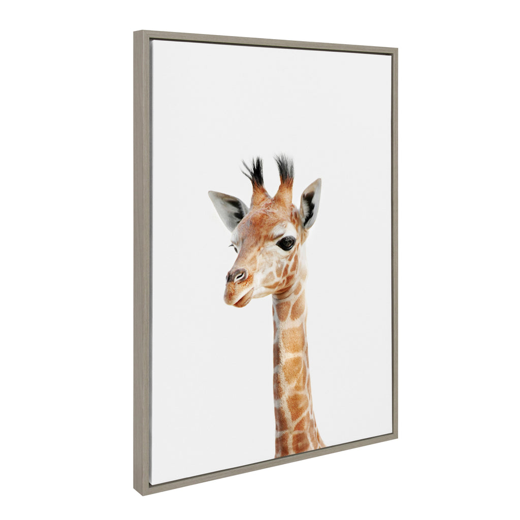 Sylvie Baby Giraffe Framed Canvas by Amy Peterson