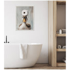 Sylvie Toilet Paper Roll on Ducks Head Bathroom Art Framed Canvas by The Creative Bunch Studio