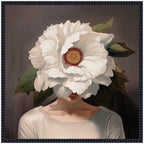 Sylvie White Flower Woman Portrait Framed Canvas by The Creative Bunch Studio