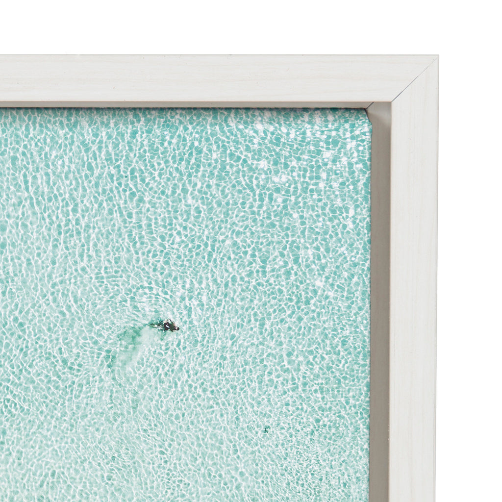 Sylvie Turquoise Beach from Above Framed Canvas by Amy Peterson Art Studio