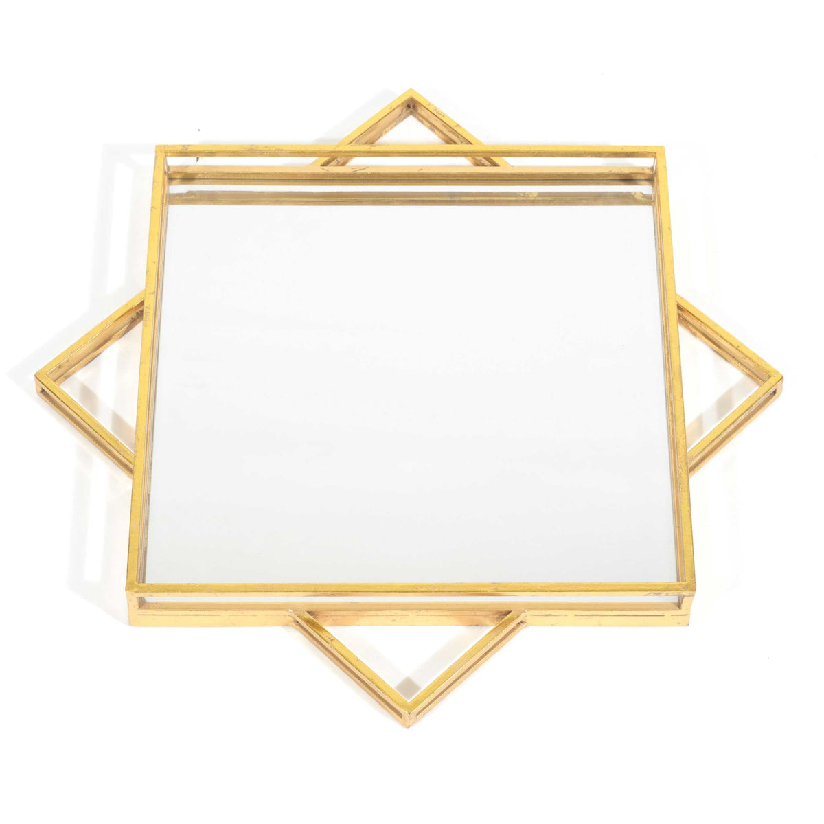 Stylish Metal Framed Mirror With Geometric Design  Enhance Your Space With Elegance  Contemporary Home Decor