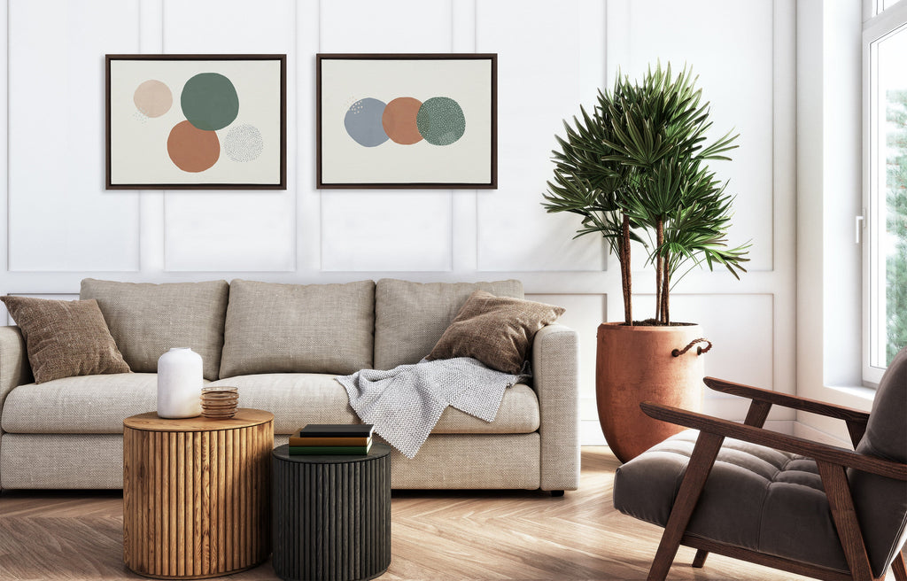 Sylvie Abstract Soft Circles Part 1 and 2 Framed Canvas Set by Lauradidthis