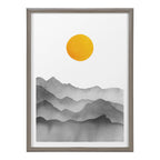 Blake Black Yellow Mountain Range Silhouette Framed Printed Glass by Cat Coquillette