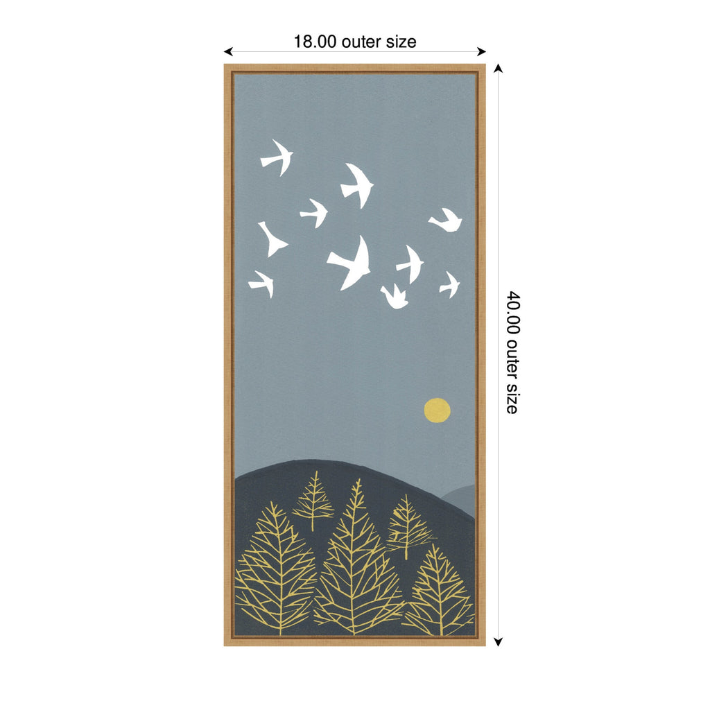 Sylvie Hilltop Flight Linocut Bird Framed Canvas by Giuliana Lazzerini
