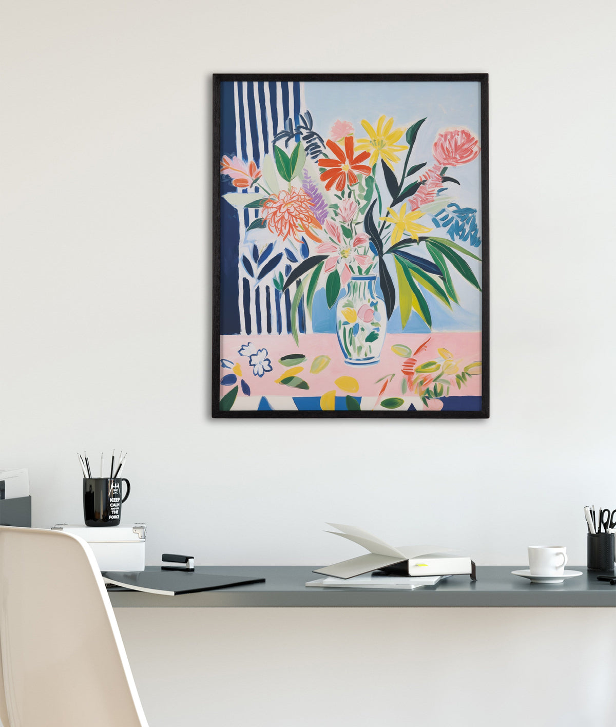 Gallery Cheerful Maximalist Flower Vase Print by The Creative Bunch Studio