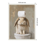 Sylvie Toilet Paper Roll on Cute Bunny Head Bathroom Art Framed Canvas by The Creative Bunch Studio