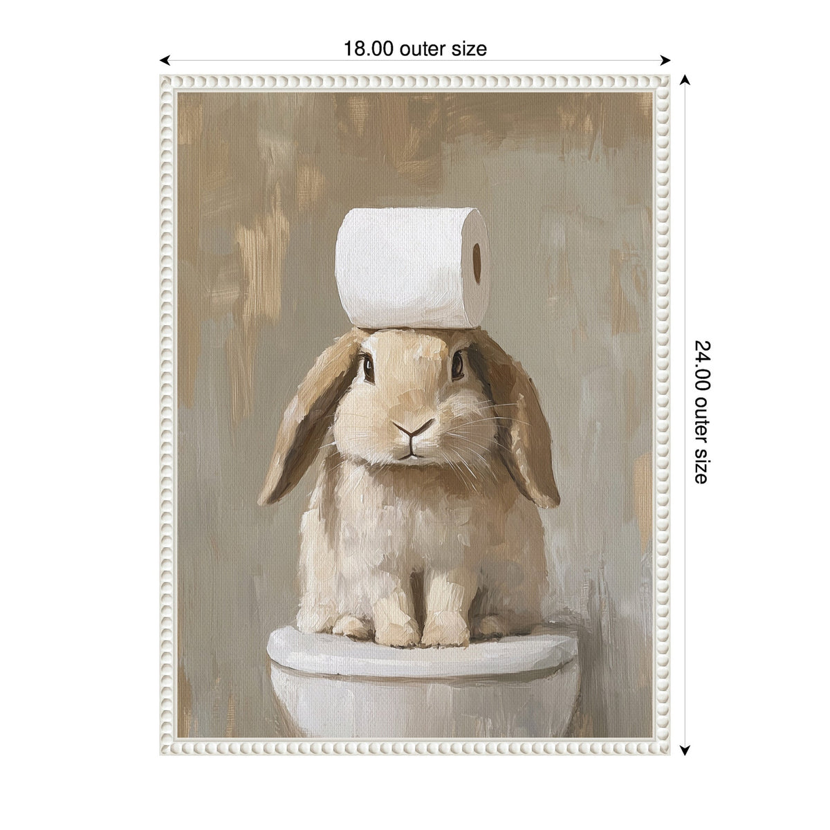 Sylvie Toilet Paper Roll on Cute Bunny Head Bathroom Art Framed Canvas by The Creative Bunch Studio