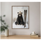 Sylvie Framed Canvas Winter Bear Waiting to Ski by The Creative Bunch Studio
