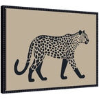 Modern Linocut Leopard 2 by The Creative Bunch Studio Framed Canvas Wall Art Print