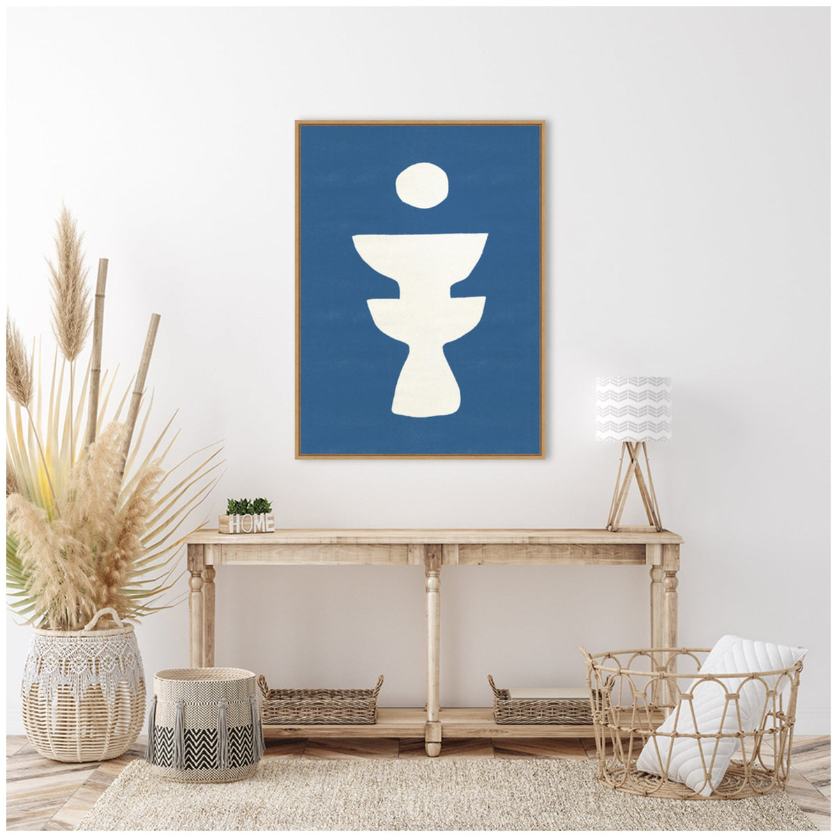 Sylvie Ceramic Blue Beige 4 Framed Canvas by Rocket Jack