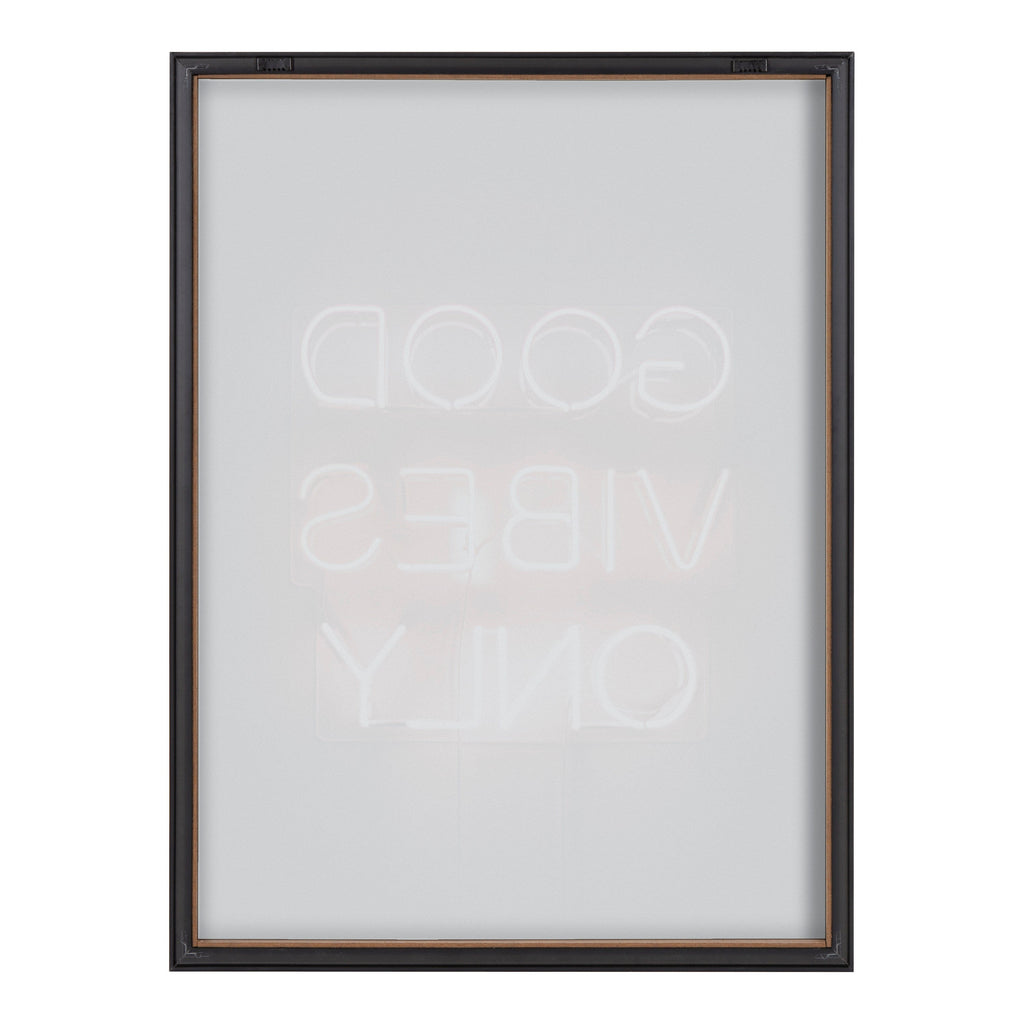 Blake Good Vibes Only Neon Sign Framed Printed Glass by The Creative Bunch Studio