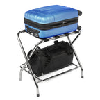 2-Tier Folding X-Shaped Luggage Rack, 50 lb Capacity, Chrome Finish
