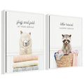 Sylvie Alpaca Fluff Fold and Racoon Little Rascal Laundry Framed Canvas Art Set by Amy Peterson