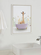 Sylvie Giraffe In Spring Bath Framed Canvas by Amy Peterson Art Studio