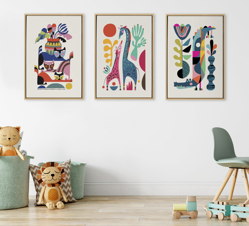 Sylvie 3 Cats Framed Canvas by Rachel Lee of My Dream Wall
