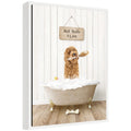 Sylvie Golden Labradoodle in Hot Bath Framed Canvas by Amy Peterson
