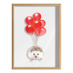 Blake Hedgehog Balloons Framed Printed Glass by Amy Peterson Art Studio