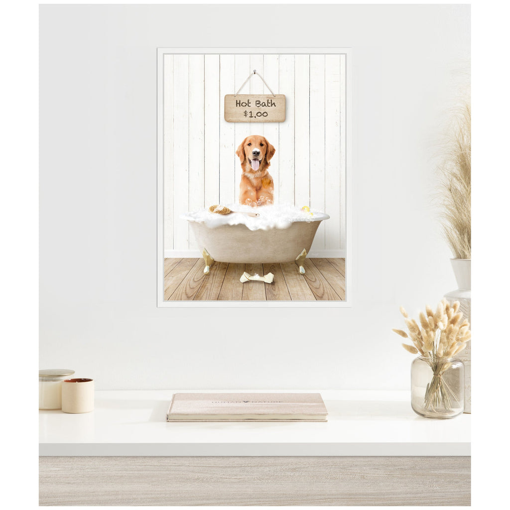 Sylvie Amber Retriever in Farmhouse Hot Bath Framed Canvas by Amy Peterson