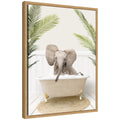 Sylvie Baby Elephant 3 in Palms Bathtub Framed Canvas by Amy Peterson