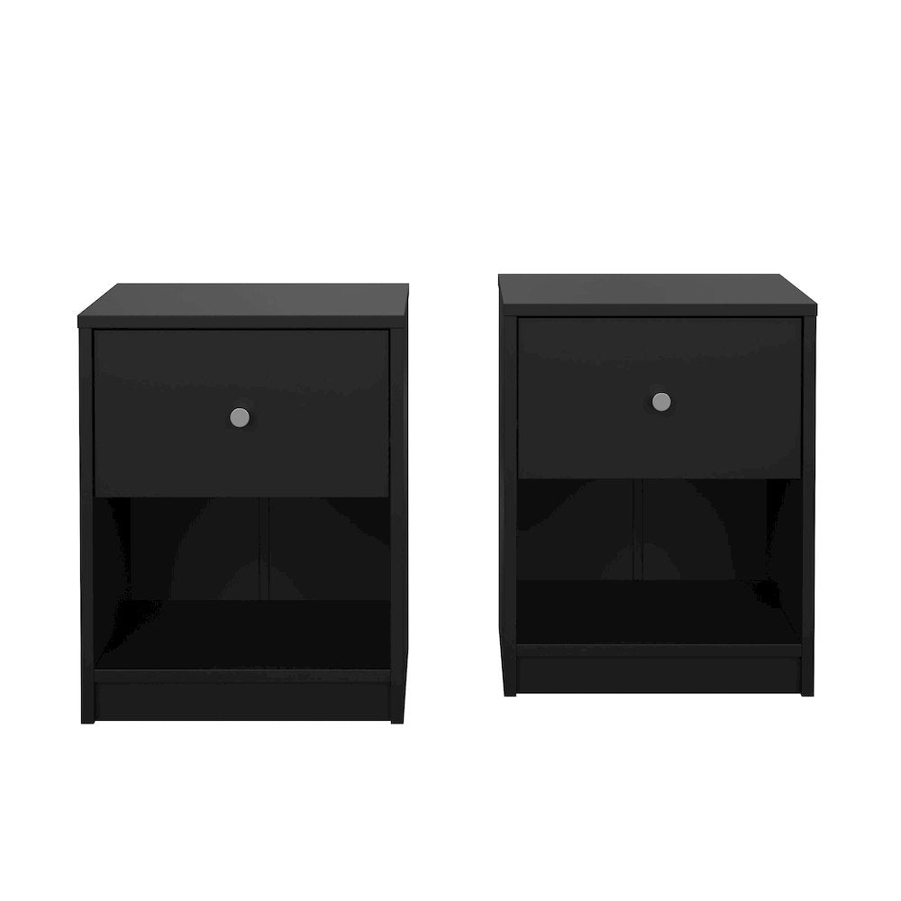 Portland 1 Drawer Nightstand - Set of 2, Black