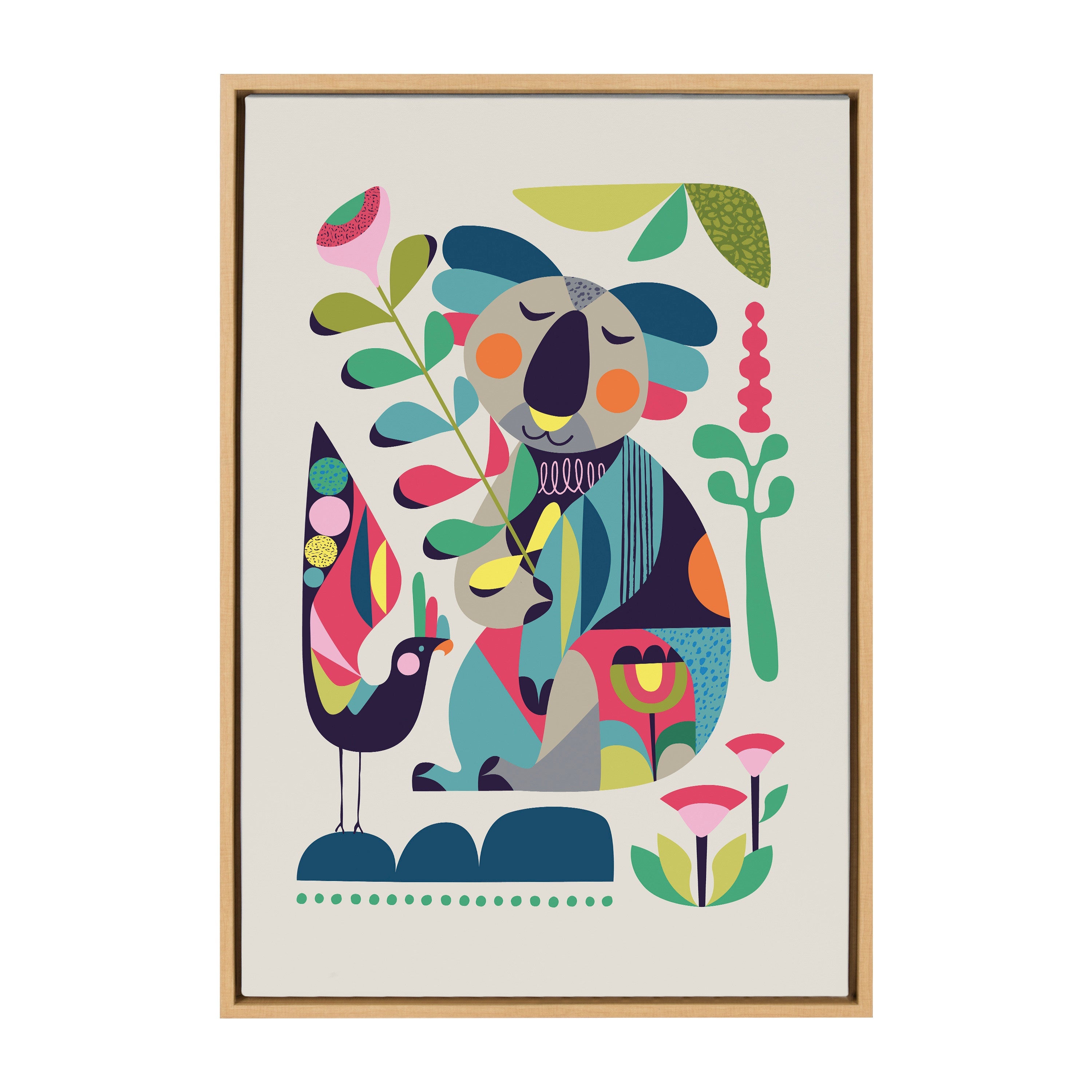 Sylvie Mid Century Modern Koala Framed Canvas by Rachel Lee of My Dream Wall