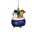 10-0926 - Christian Ulbricht Ornament - Blue Music Box With Snowman - 3H x 2.5W x 2.5D