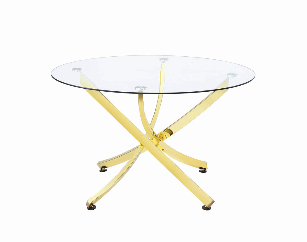Coaster Home Furnishings Beckham Round Dining Table Brass And Clear