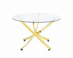 Coaster Home Furnishings Beckham Round Dining Table Brass And Clear
