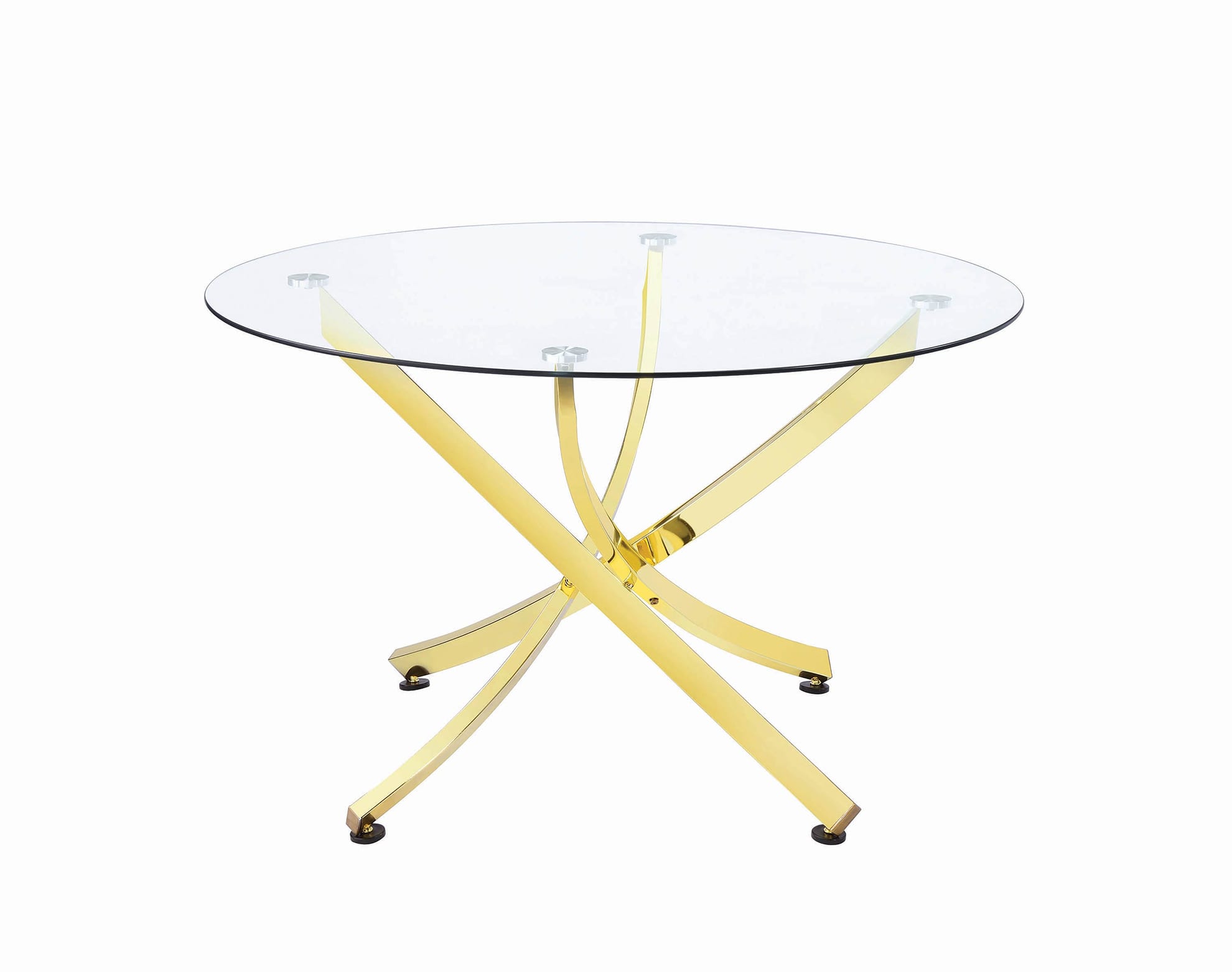 Coaster Home Furnishings Beckham Round Dining Table Brass And Clear