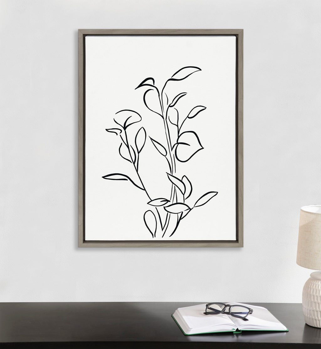 Sylvie Botanical Sketch Print No 2 Framed Canvas by The Creative Bunch Studio