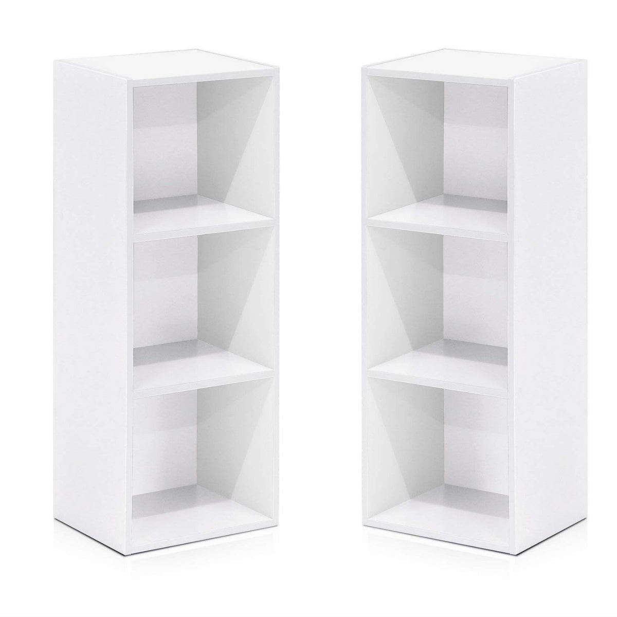 Furinno 3Tier Open Shelf Bookcase, White 11003Wh  2 Pack
