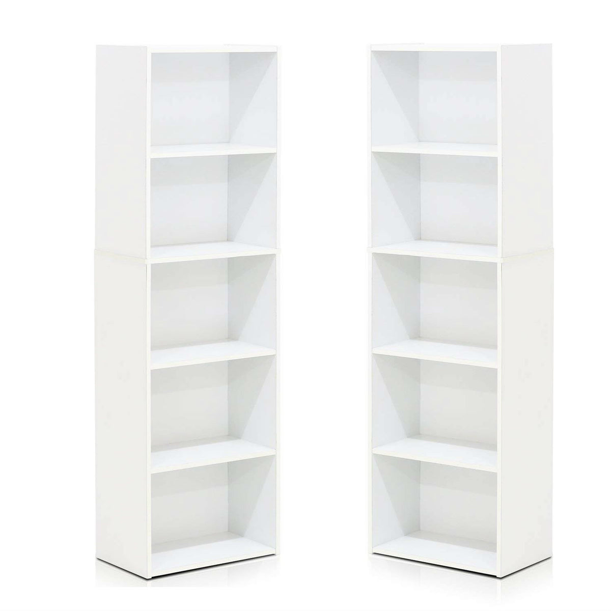 Furinno 5Tier Reversible Color Open Shelf Bookcase , White/Green 11055Wh/Gr  2 Pack