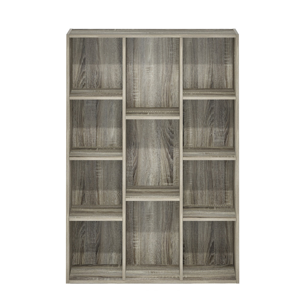 Furinno Luder 11-Cube Reversible Open Shelf Bookcase, French Oak