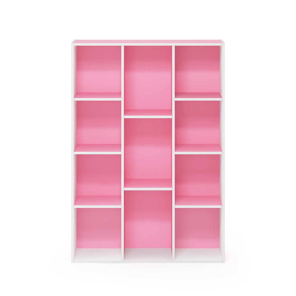 Furinno 11Cube Reversible Open Shelf Bookcase, White/Pink