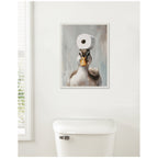 Sylvie Toilet Paper Roll on Ducks Head Bathroom Art Framed Canvas by The Creative Bunch Studio