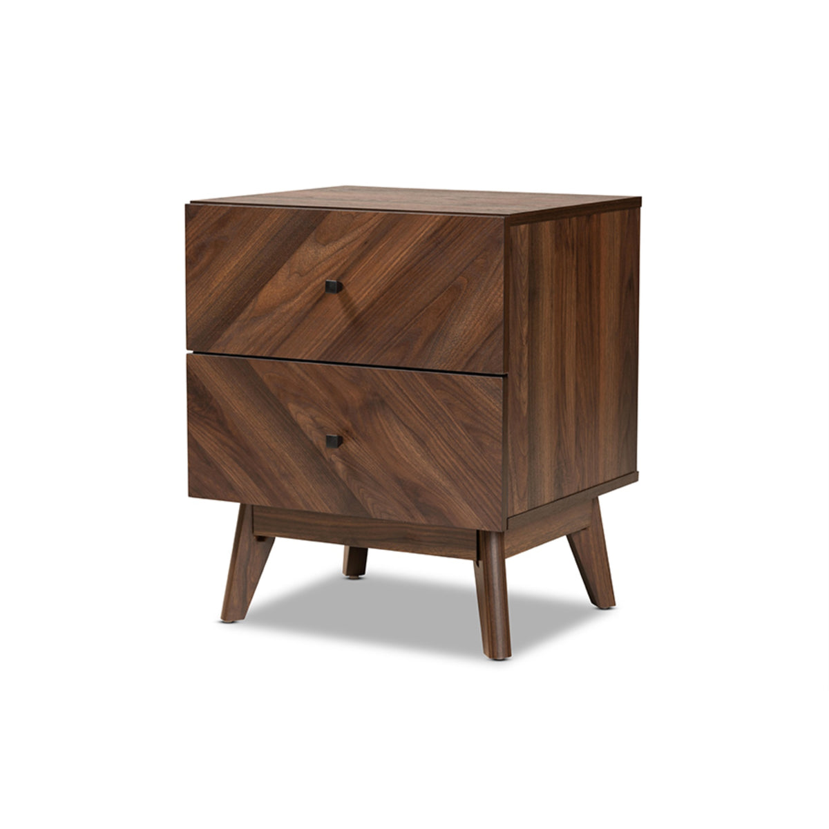 Baxton Studio Hartman Midcentury Modern Walnut Brown Finished Wood 2Drawer Nightstand