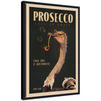 WG Deco Prosecco Ostrich by The Whiskey Ginger Framed Canvas Wall Art Print