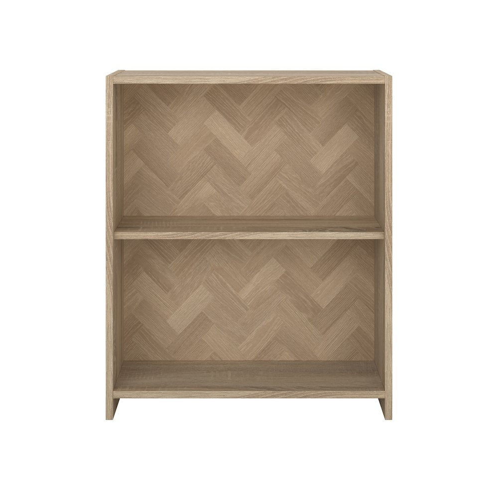 Hyper 2 Shelf Bookcase, Herringbone/Oak