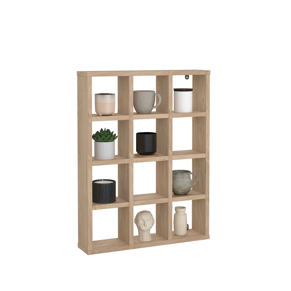 Hyper 12 Cubby Wall Unit, Jackson Hickory