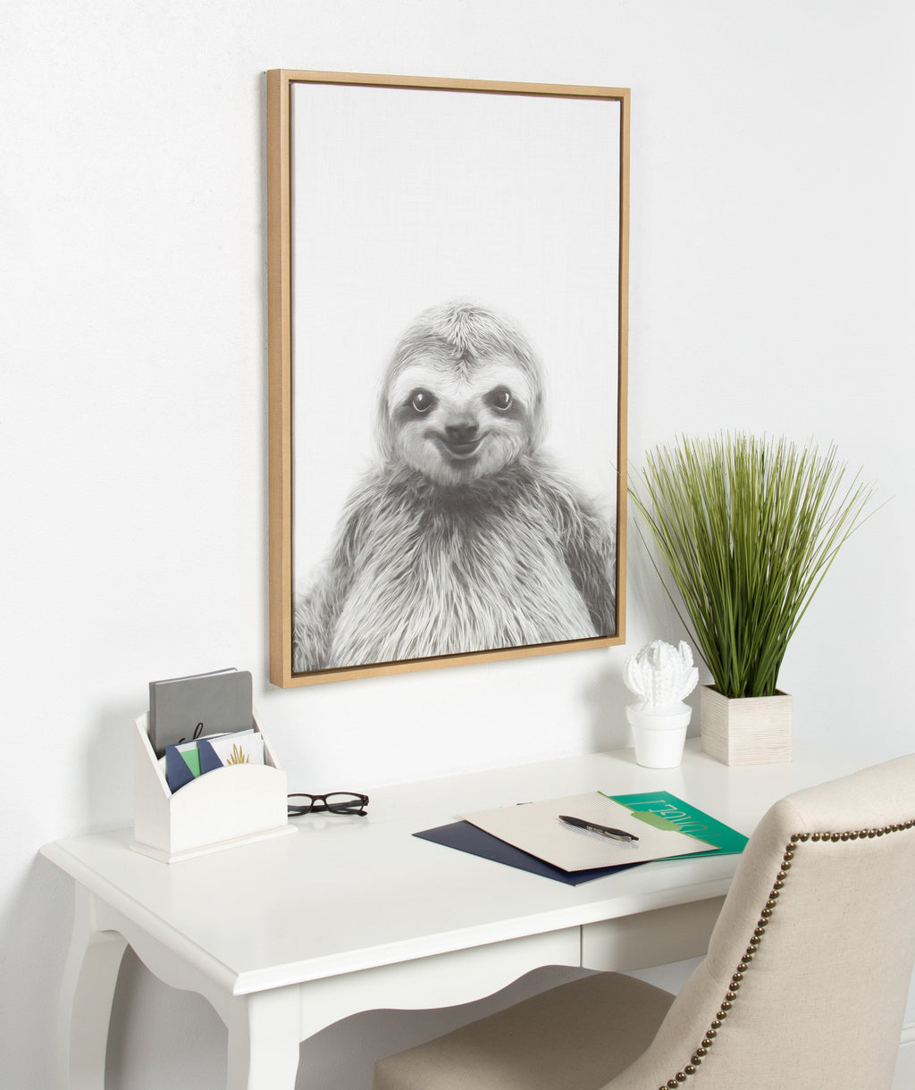 Sylvie Sloth Framed Canvas by Simon Te Tai