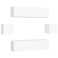 Vidaxl Tv Cabinet Set 6 Piece Home Indoor Living Room Hanging Wall-Mounted Stereo Plasma Hifi Cabinet Tv Stand Unit Furniture White Engineered Wood