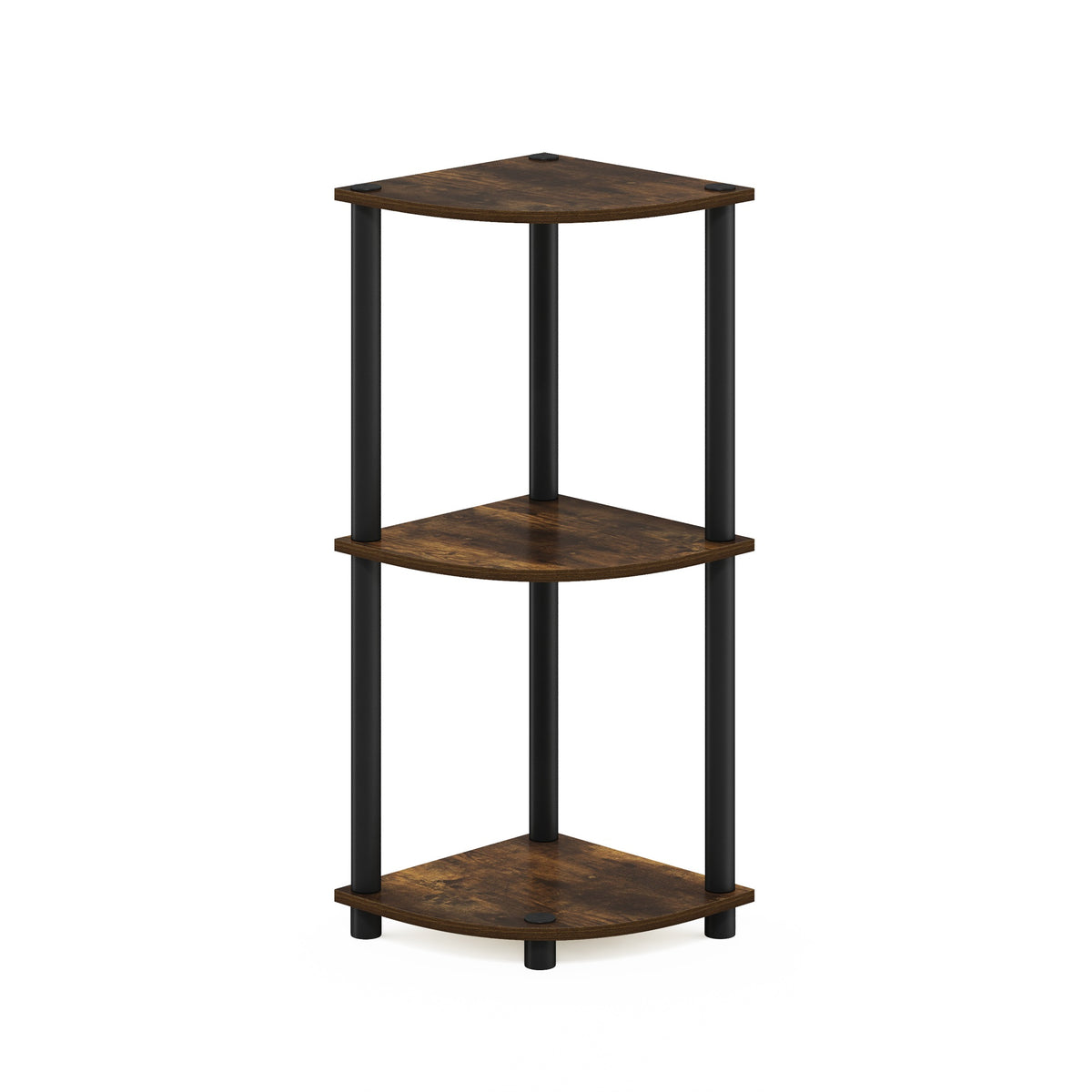 Furinno Turnntube 3Tier Corner Display Rack Multipurpose Shelving Unit, Amber Pine/Black