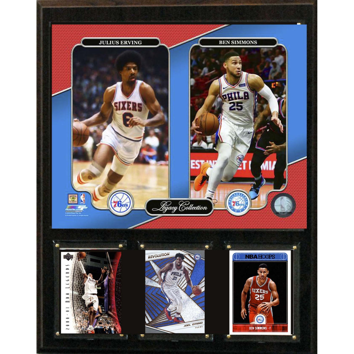 Nba 12 Inch X15 Inch  Julius Ervingben Simmons Philadelphia 76Ers Legacy Collection Plaque