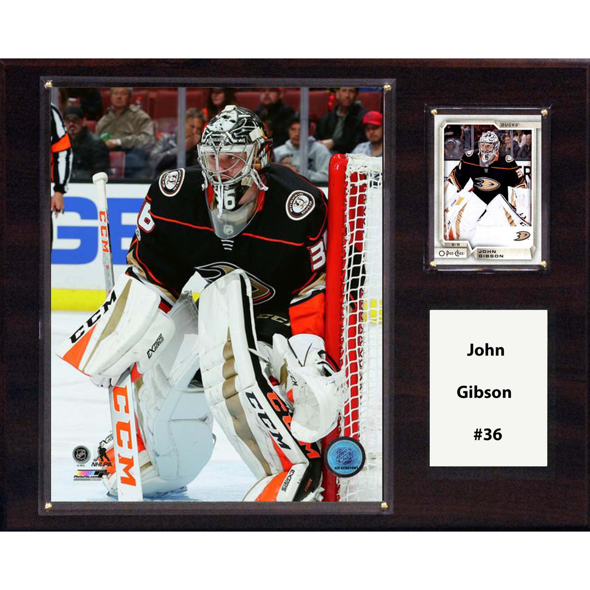 Nhl 12 Inch X15 Inch  John Gibson Anaheim Ducks Player Plaque