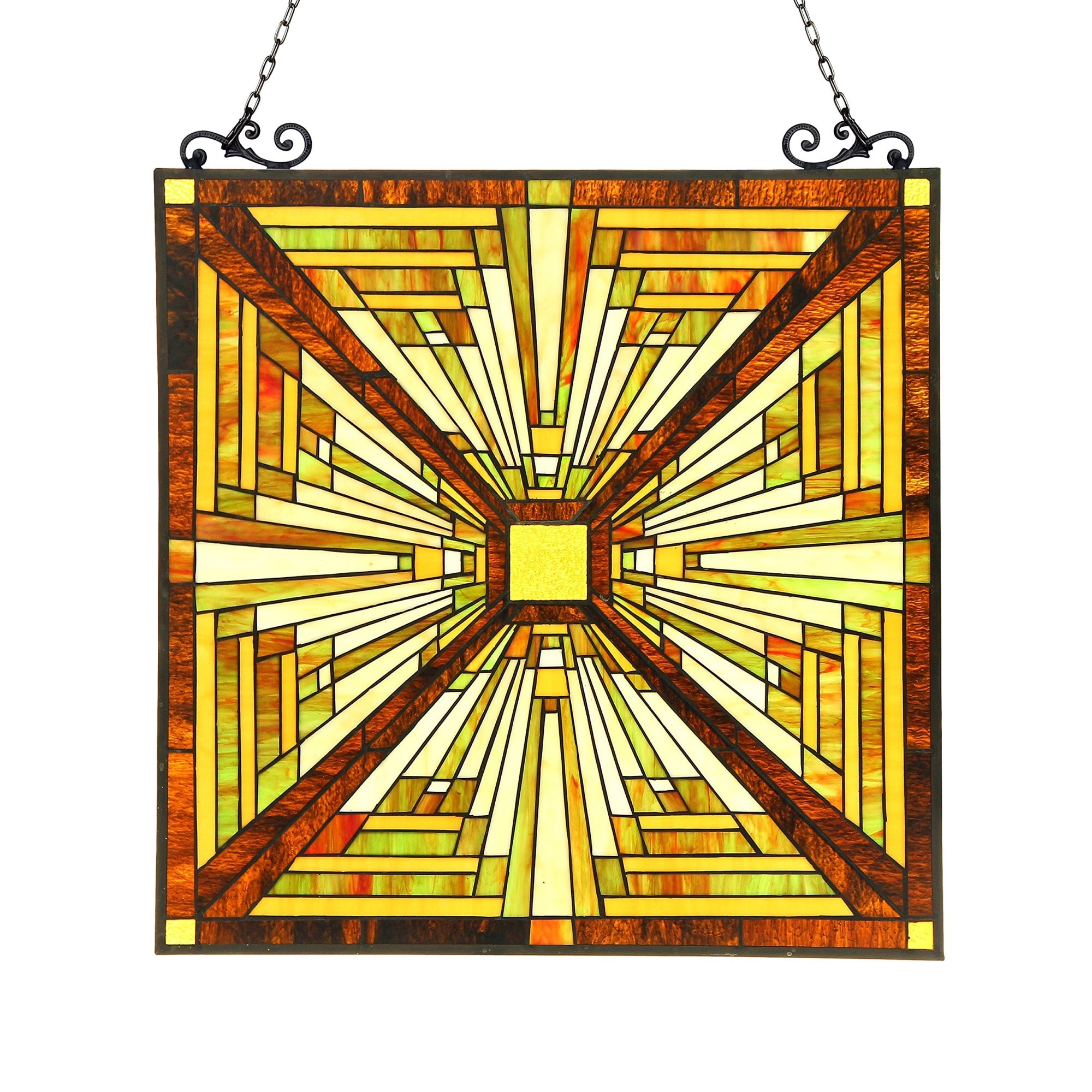 Chloe Lighting 24.5x26 Innes Tiffany-Glass Mission Window Panel