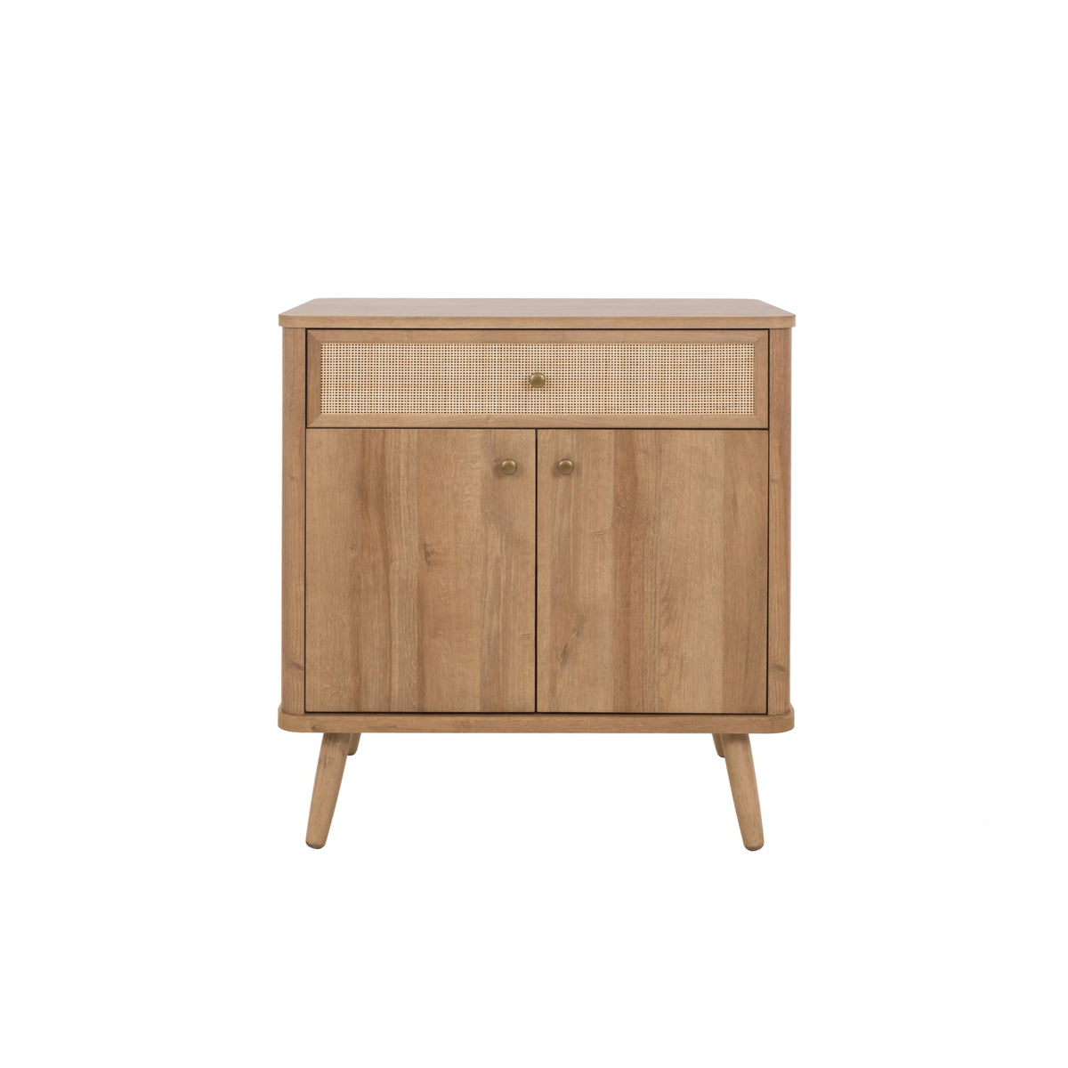 New Pacific Direct Thelma Rattan Small Cabinet 1 Drawer + 2 Doors In Natural Oak