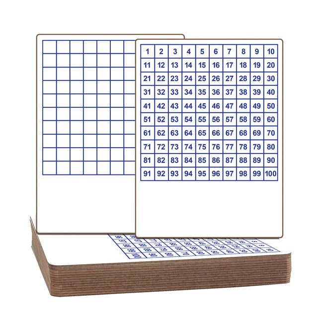 Flipside Dry Erase Board, 2-Sided, Hundreds Grid, 9 x 12 in, Pack of 12