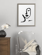 Blake Face Line Print Framed Printed Glass by Viola Kreczmer