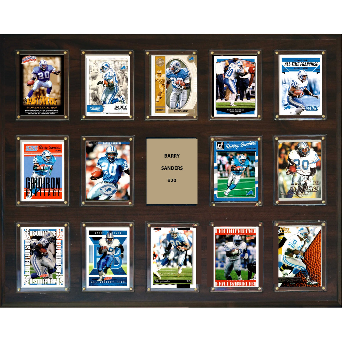 Nfl 16 Inch X20 Inch  Barry Sanders Detroit Lions 14Card Plaque